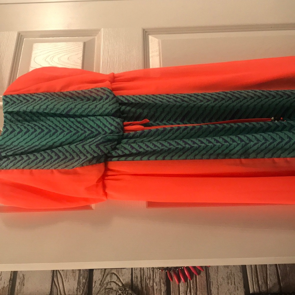 Peach teal maxi dress